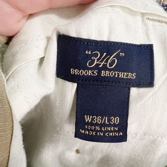 Brooks Brothers 346 100% Linen Trouser Pants Classic Fit Size 36 X 30 - Picture 2 of 3
